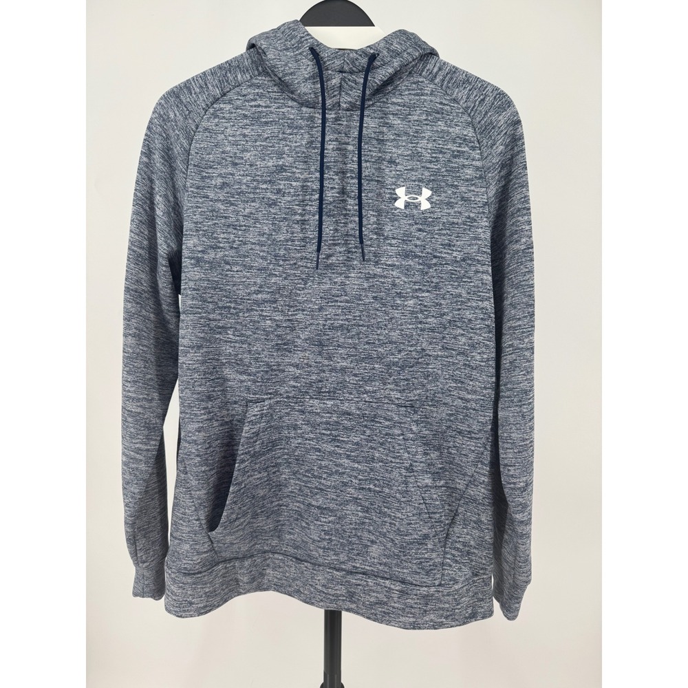 Under Armour Mens Blue Space Dye Fleece Pullover Hoodie Loose Fit Medium
